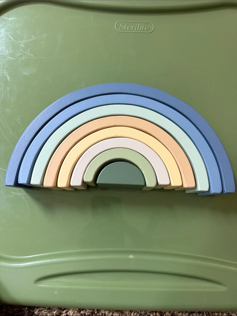 Wooden Pastel Rainbow Stacking Toy - Multicolor